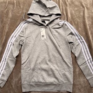Adidas Women's Gray Hoodie with White Stripes